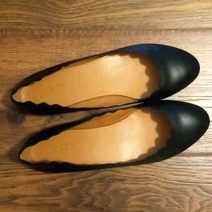 J. Crew Black Scalloped Ballet Flats